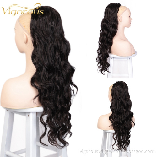 Wholesale Cheapest Drawstring Curly Weave Wrap Women Clip Elastic Hair Ties Brazilian Blonde Ponytail Extensions